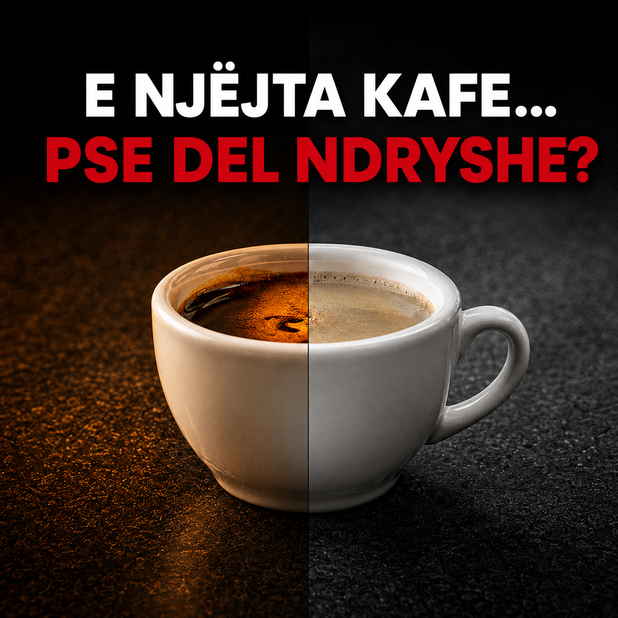 Filxhan kafeje i ndarë në dy pjesë që tregon pse e njëjta kafe mund të dalë me shije ndryshe.